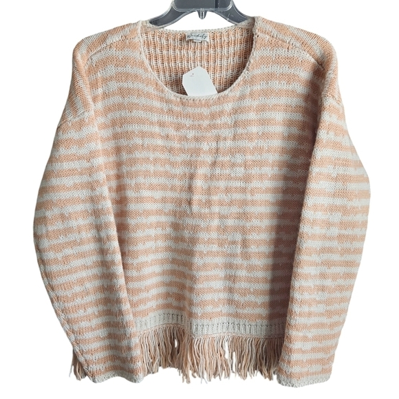 Women's Drop Shoulder Fringe Detail Striped Sweater Sz XXL. NWT - Picture 1 of 10